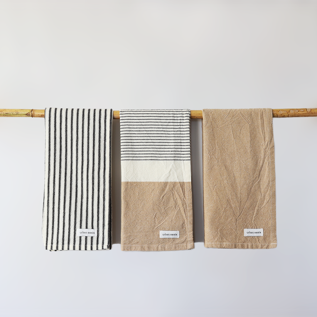 Urban Oasis Etel Tea Towels Natural/Oyster Set Of 3 – Gro Urban Oasis