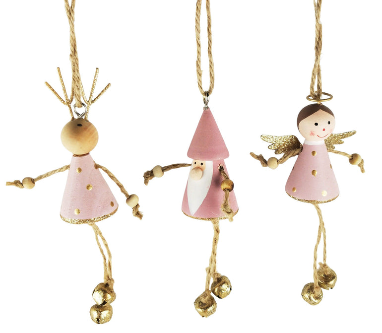 Reindeer, Santa & Angel With Bells Hanging Ornament - Gro Urban Oasis