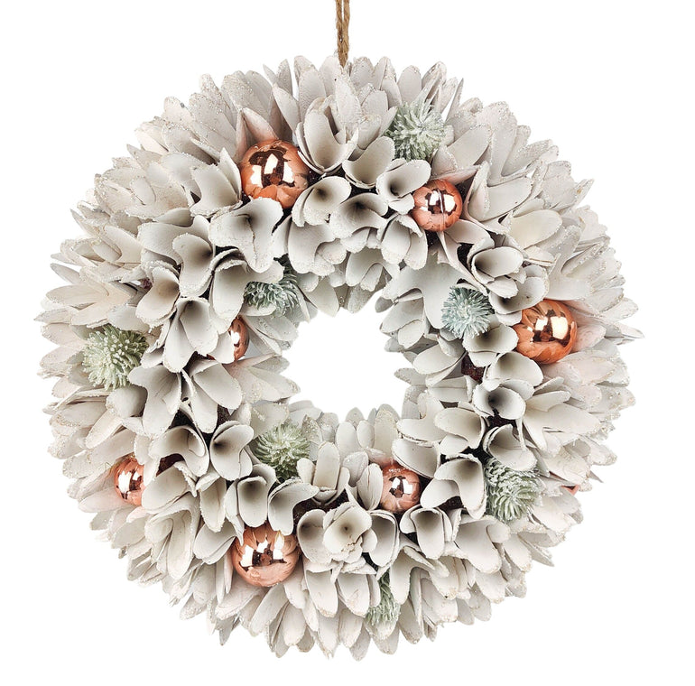 Floral Wreath With Baubles White - Gro Urban Oasis
