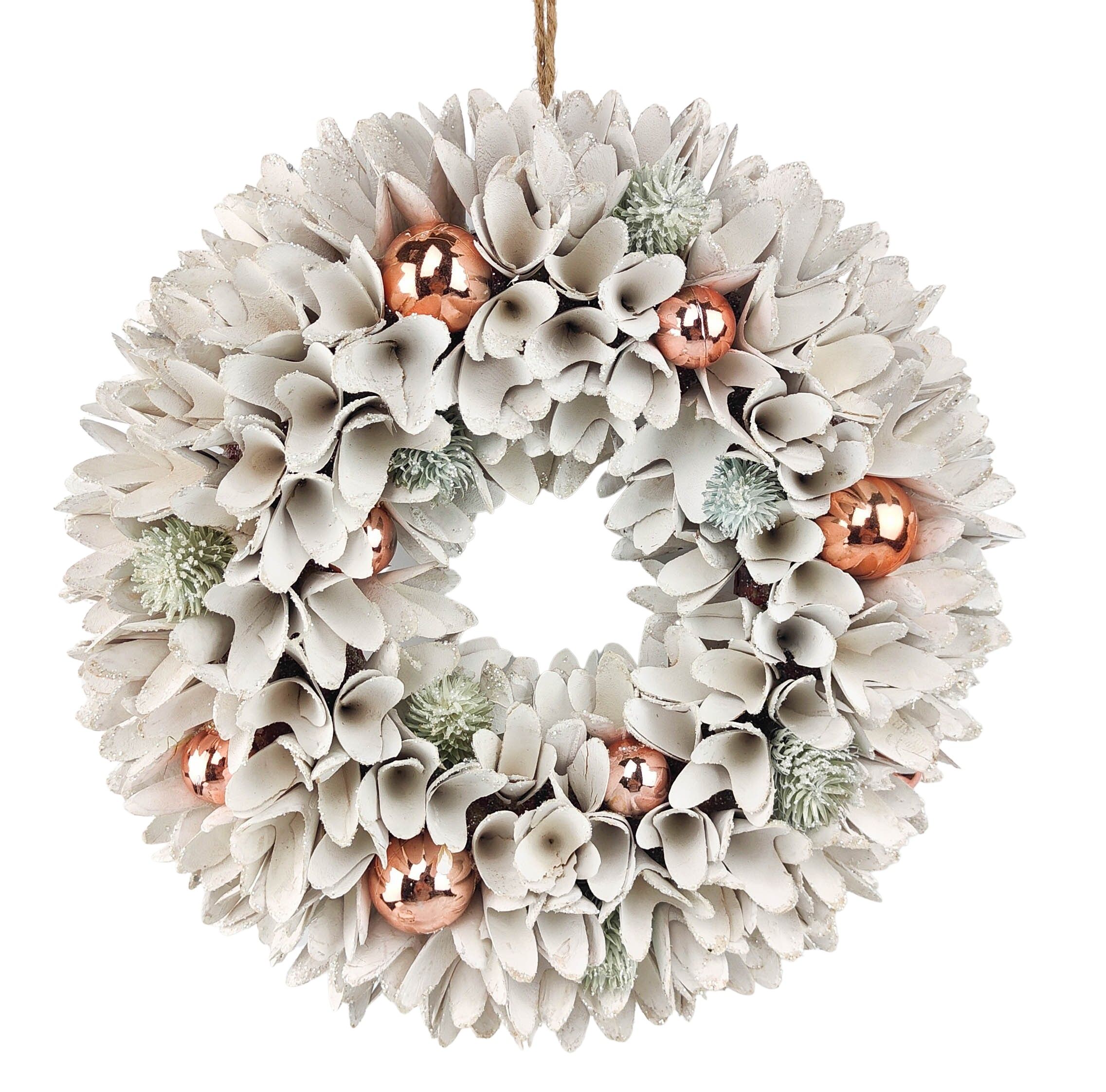 Floral Wreath With Baubles White - Gro Urban Oasis