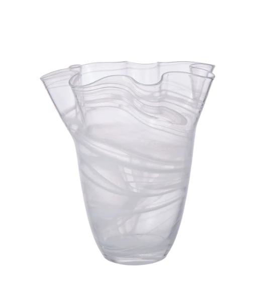 Wavy Vase With Marble Effect White - Gro Urban Oasis