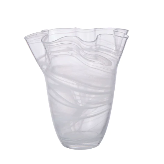 Wavy Vase With Marble Effect White - Gro Urban Oasis