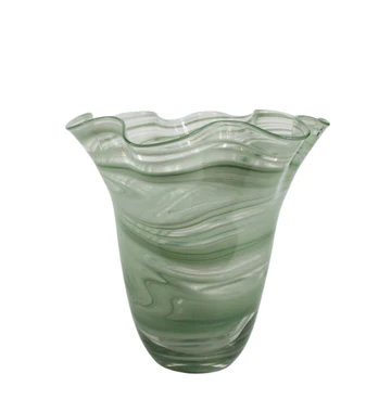 Wavy Vase With Marble Effect Green - Gro Urban Oasis