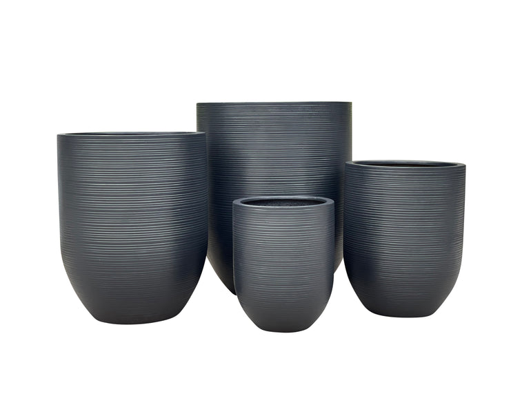 Saxon Ribbed U Planter Charcoal 380mm - Gro Urban Oasis