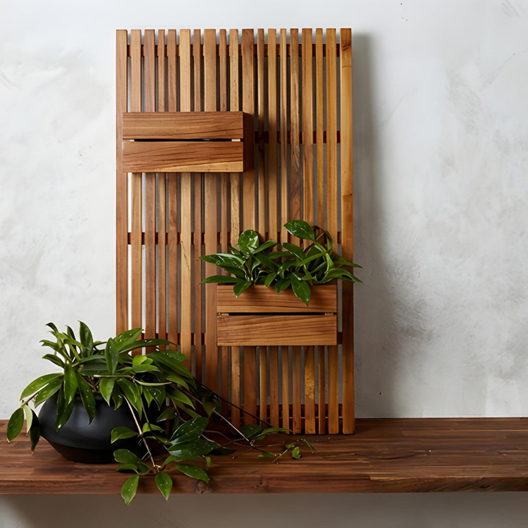 Eden Slat Panel Teak Wood Wide - Medium