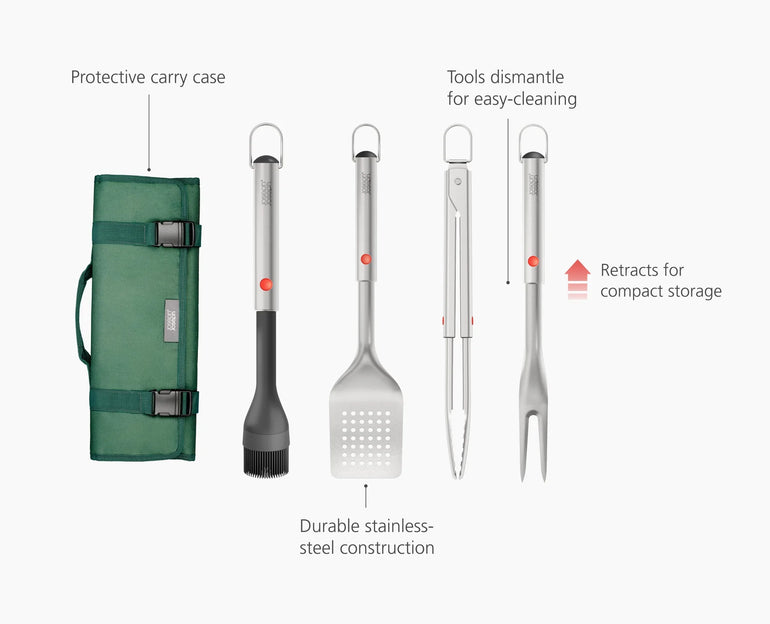 Joseph Joseph GrillOut 4 Piece BBQ Utensil Set With Case - Gro Urban Oasis
