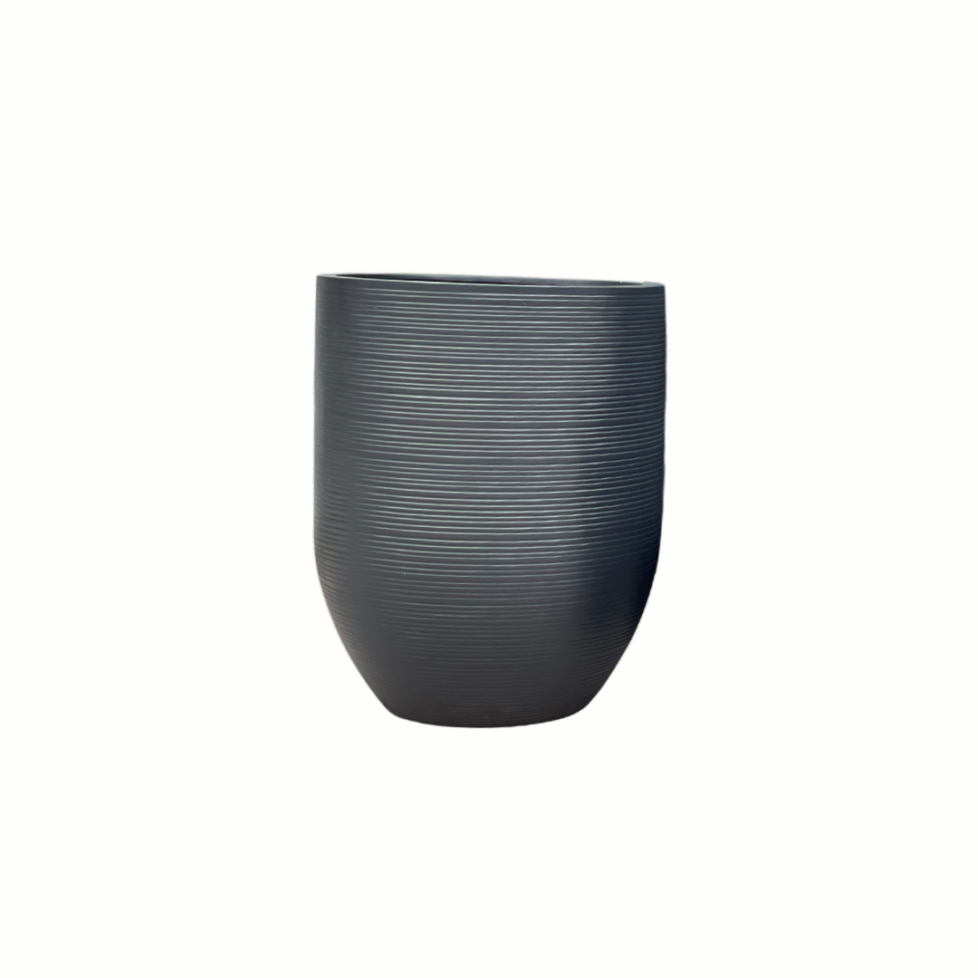 Saxon Ribbed U Planter Charcoal 300mm - Gro Urban Oasis