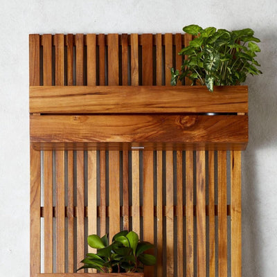 Eden Slat Wall Plant Box Teak Wood Large - Gro Urban Oasis