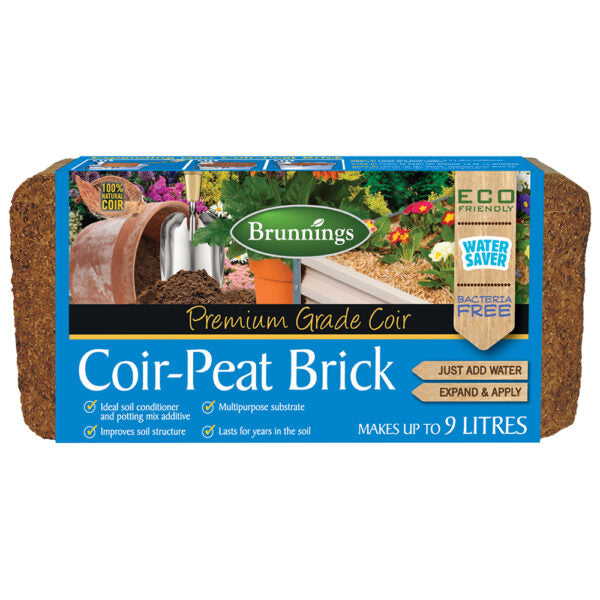 Brunnings Coir Peat Brick 9Ltr - Gro Urban Oasis