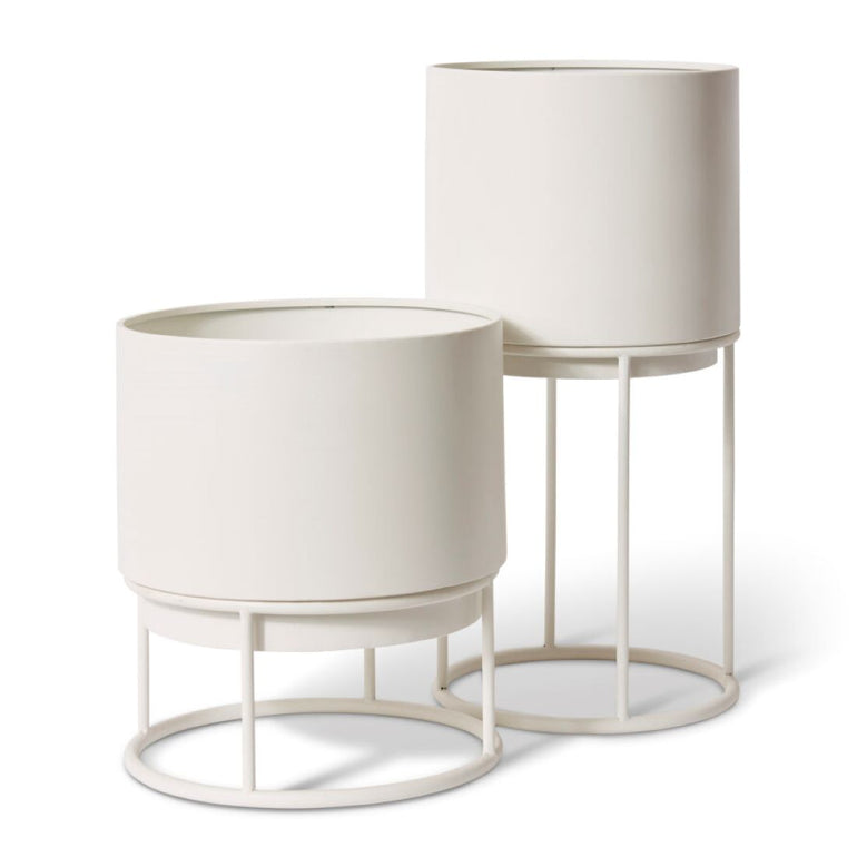 Gunner Planter With Stand White Tall 280mm - Gro Urban Oasis