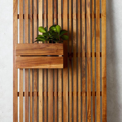 Eden Slat Wall Plant Box Teak Wood Medium - Gro Urban Oasis