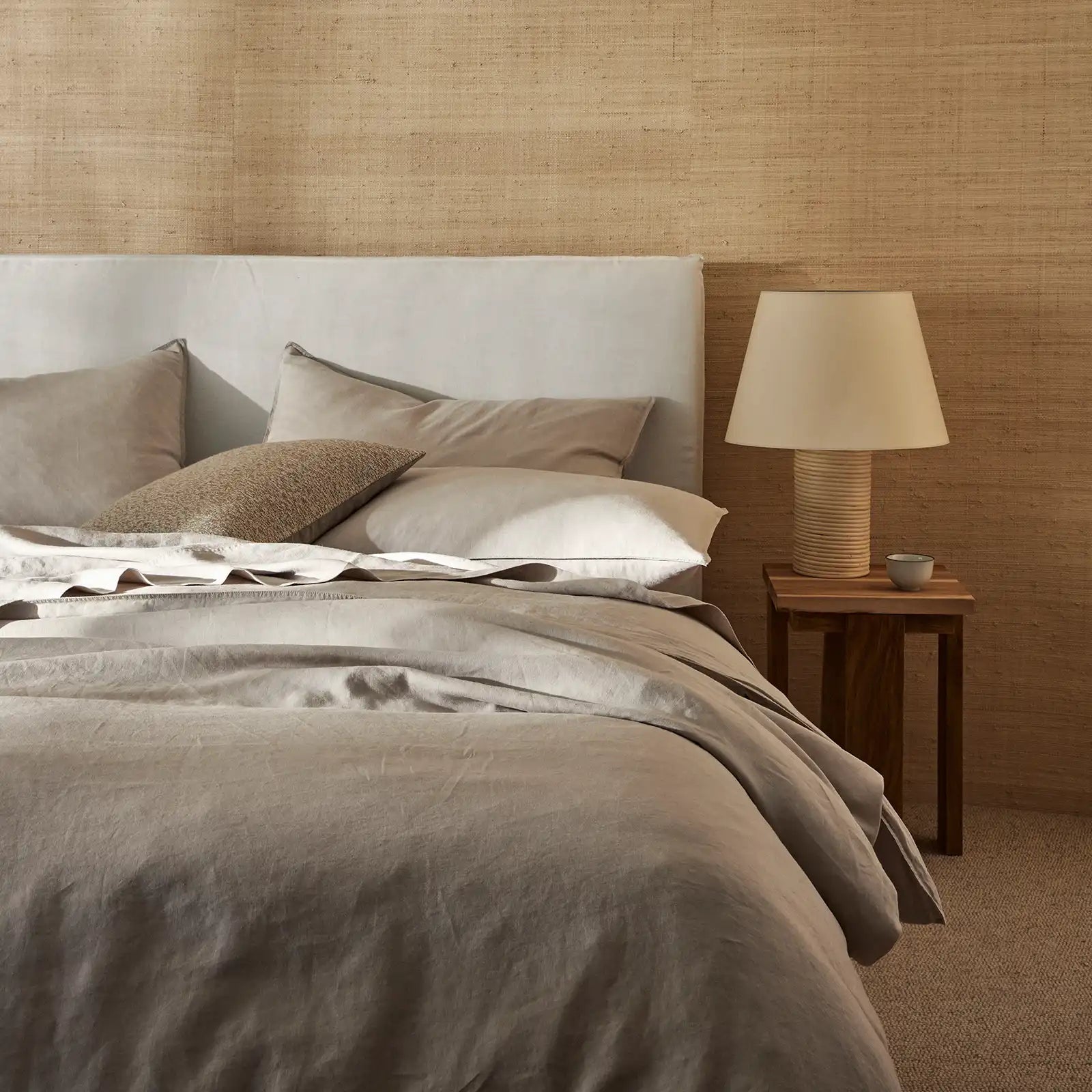 Ravello Linen Flat Sheet Queen Bed Bone - Gro Urban Oasis
