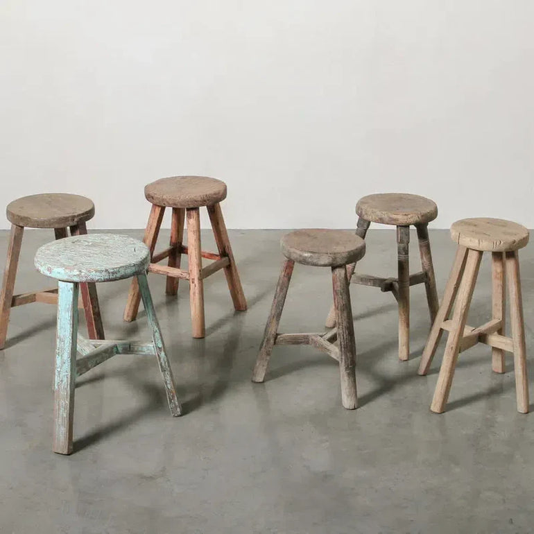 Indigo Love Chinese Workers Stool Round
