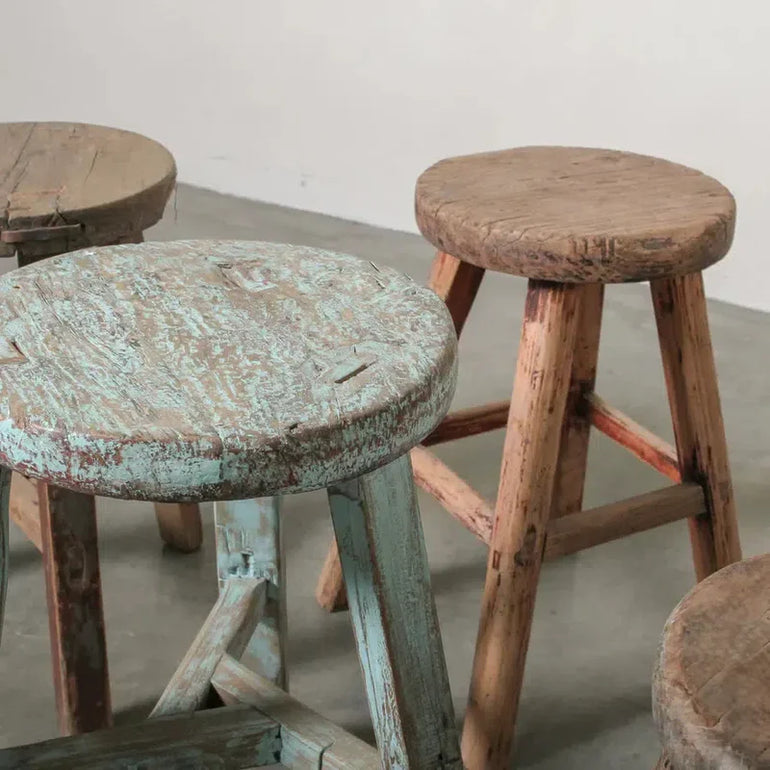 Indigo Love Chinese Workers Stool Round