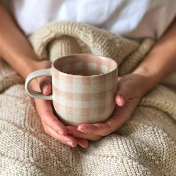 Robert Gordon Soft Terracotta Check Cats PJ Mug - Gro Urban Oasis