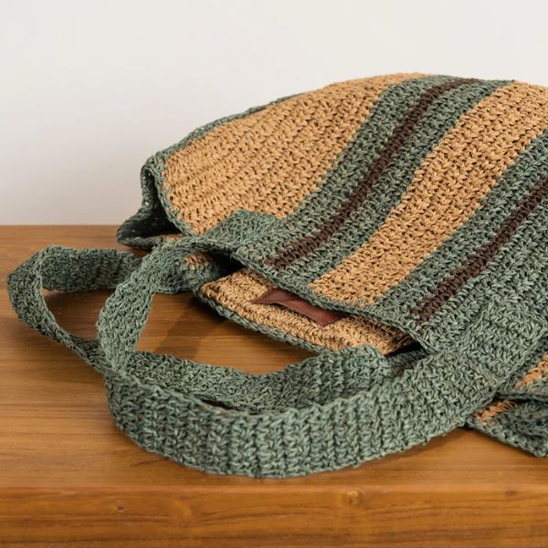 Mae Colour Block Raffia Mineral and Hazelnut Large - Gro Urban Oasis