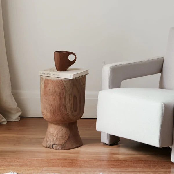 Ama Teak Stool Raw Finish - Gro Urban Oasis