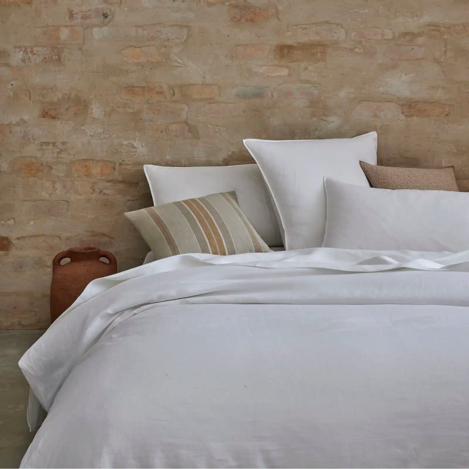Ravello Linen Fitted Sheet King Bed White - Gro Urban Oasis