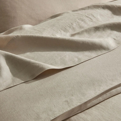 Ravello Linen Flat Sheet King Bed Bone - Gro Urban Oasis