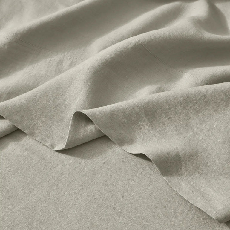 Ravello Linen Flat Sheet Queen Bed Bone - Gro Urban Oasis