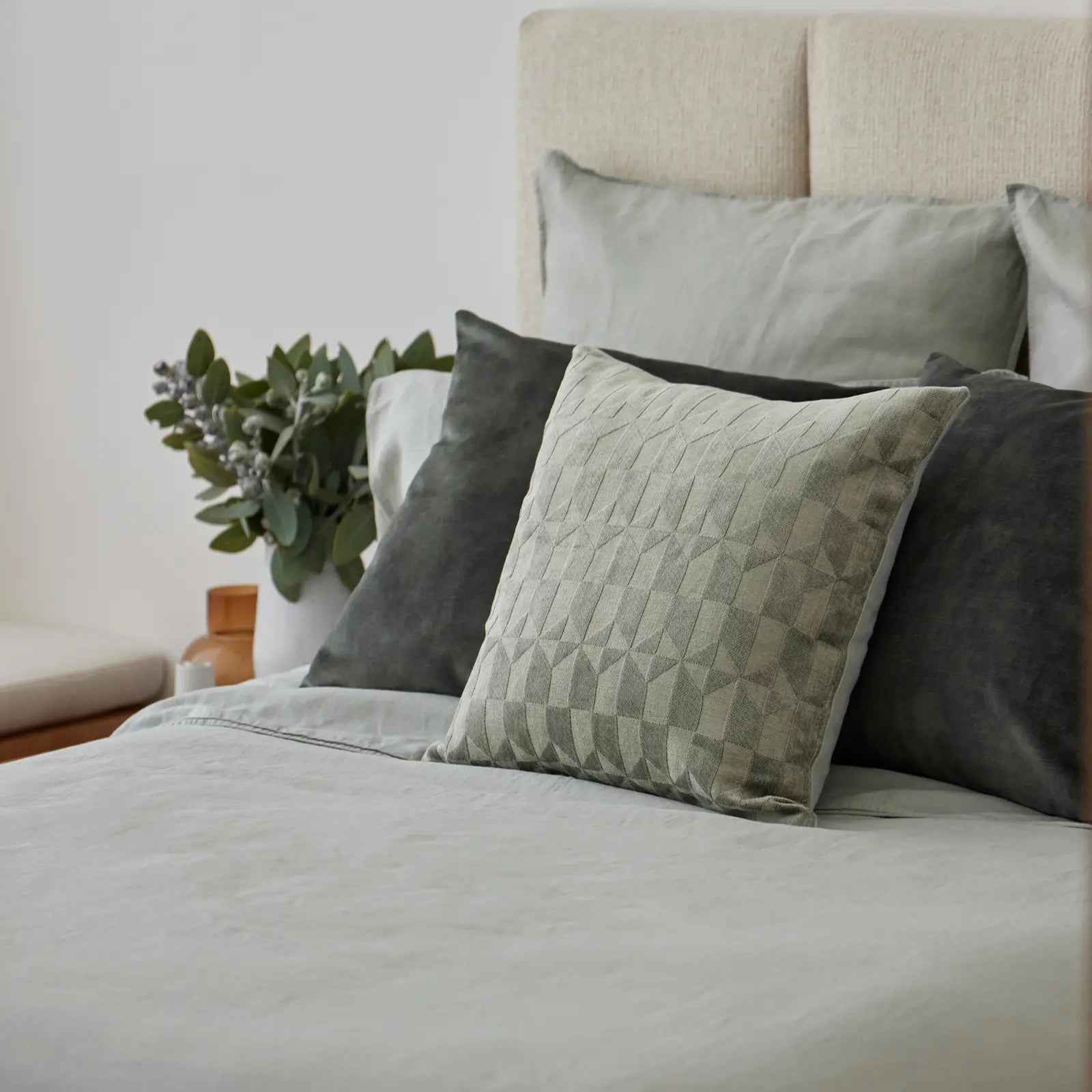 Ravello Linen Quilt Cover Queen Bed Sage - Gro Urban Oasis