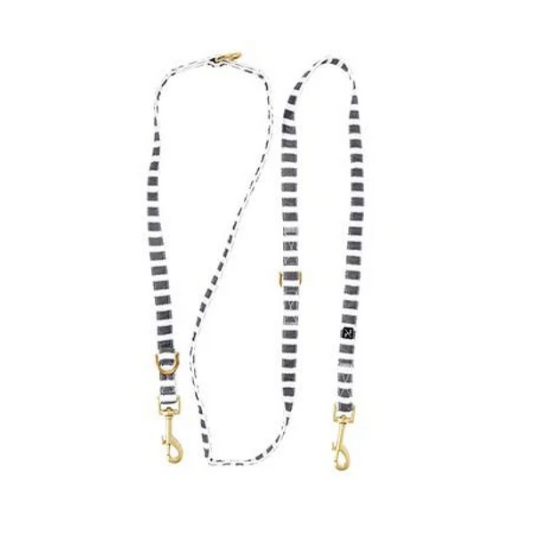 Mog & Bone Hemp Hamptons Stripe Multi Functional Dog Lead Charcoal - Gro Urban Oasis