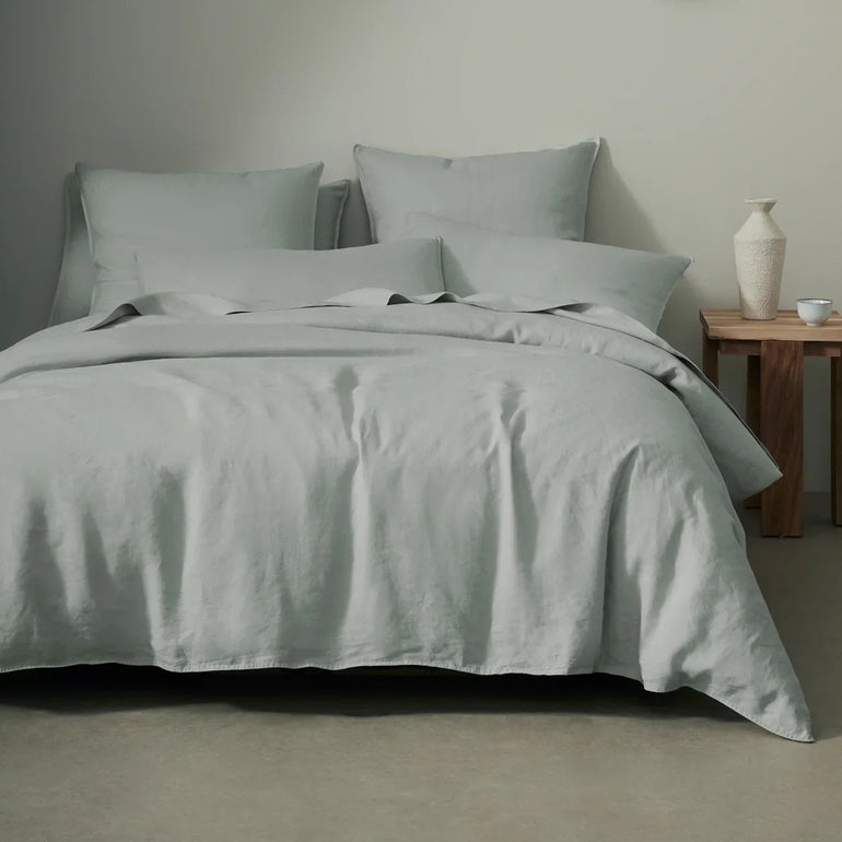 Ravello Linen Quilt Cover Queen Bed Sage - Gro Urban Oasis