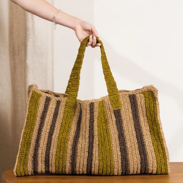 Soline Raffia Tote Bag Olive & Hazel large - Gro Urban Oasis