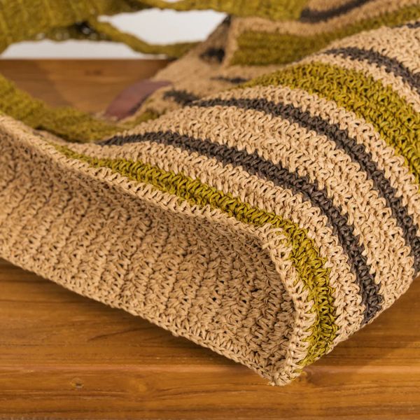 Soline Raffia Tote Bag Olive & Hazel large - Gro Urban Oasis