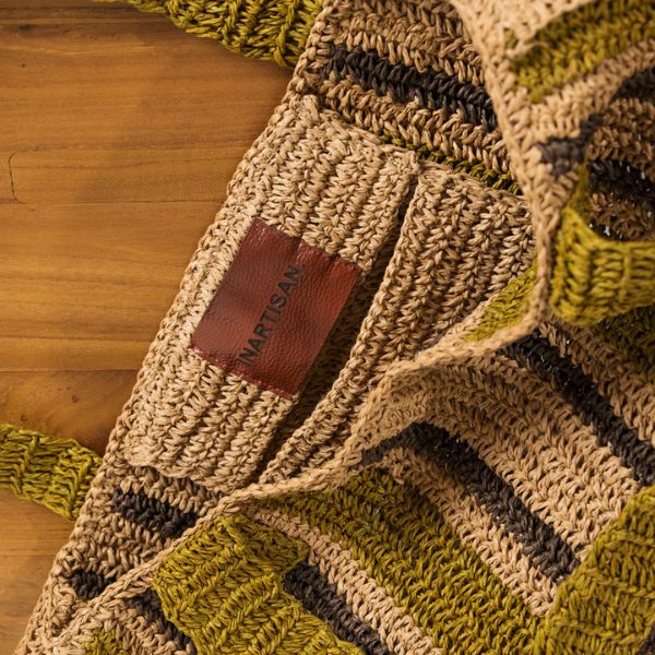 Soline Raffia Tote Bag Olive & Hazel large - Gro Urban Oasis