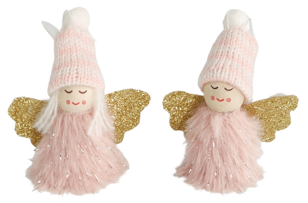 Tomte Angel with Beanie Hanging 1 Pink