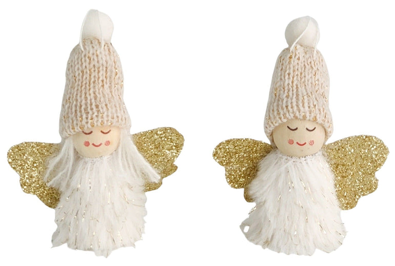 Tomte Angel with Beanie Hanging 1 White