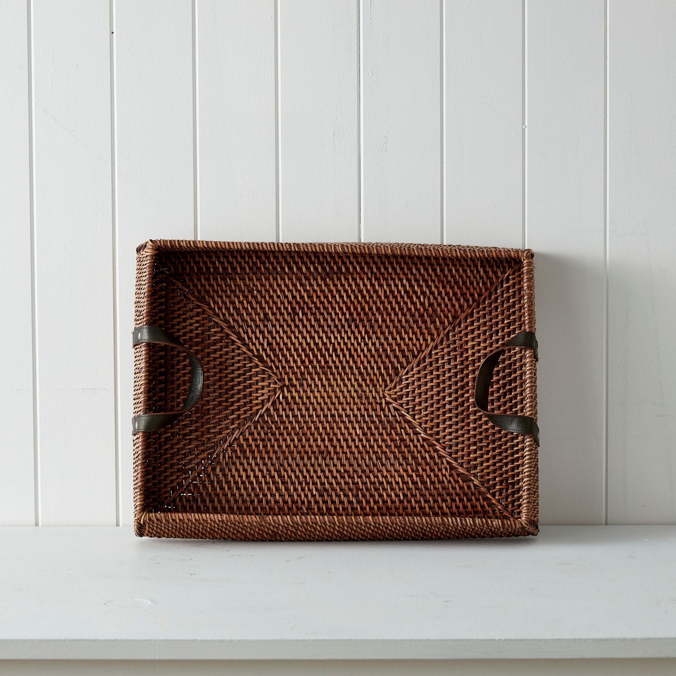 Urban Oasis Anuk Rattan Tray With Leather Handles - Gro Urban Oasis