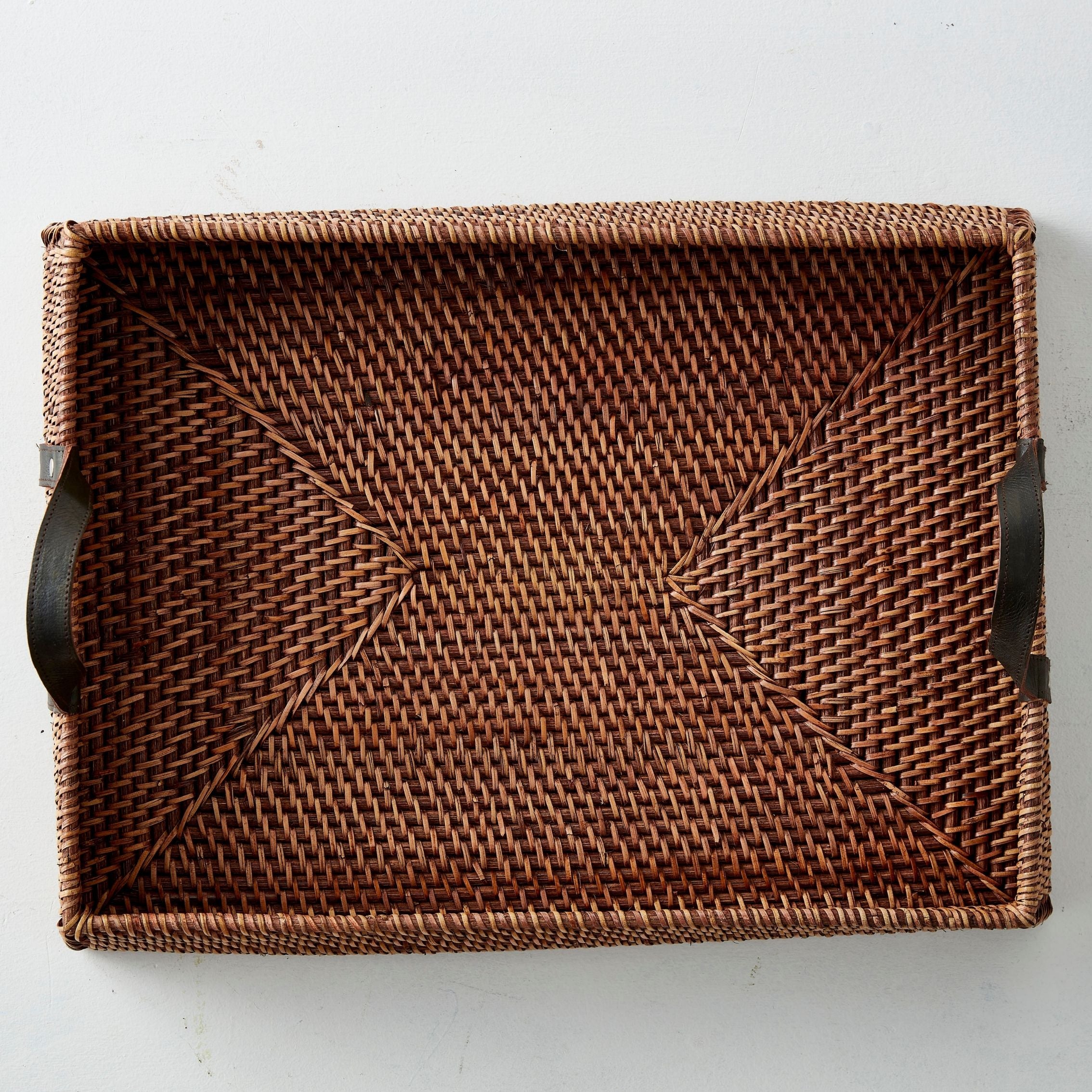 Urban Oasis Anuk Rattan Tray With Leather Handles - Gro Urban Oasis