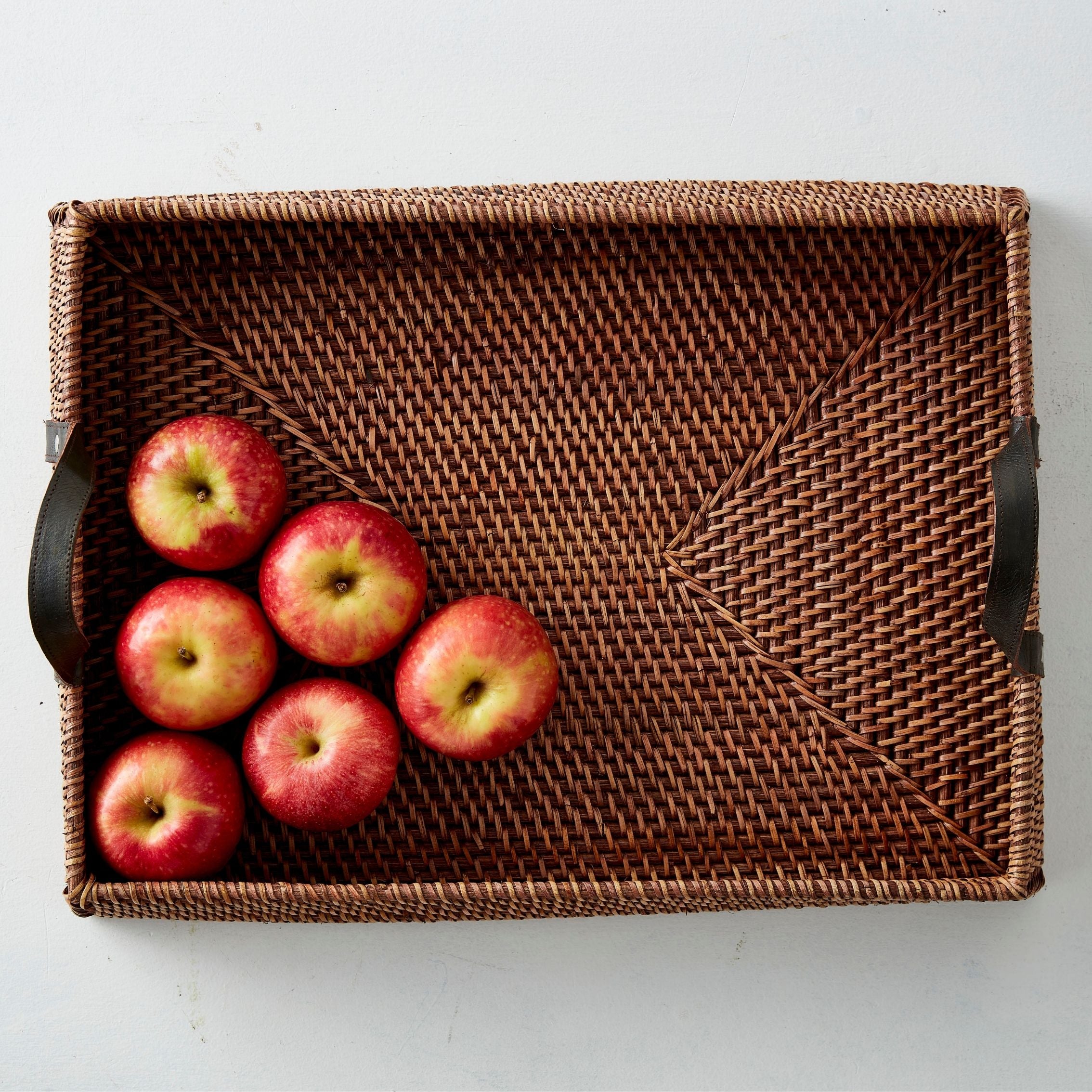 Urban Oasis Anuk Rattan Tray With Leather Handles - Gro Urban Oasis