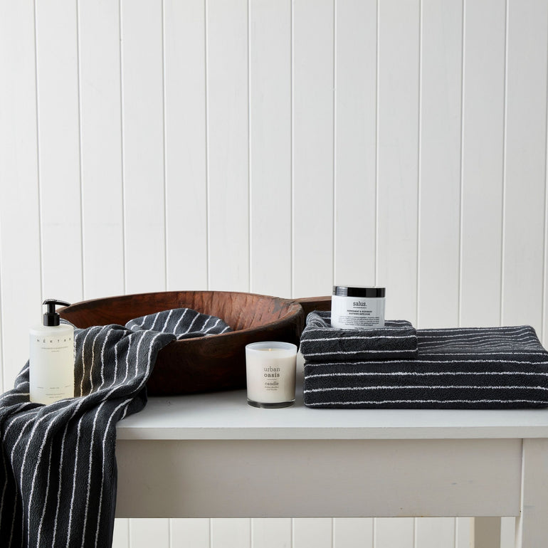Urban Oasis Hudson Stripe Hand Towel Granite - Gro Urban Oasis