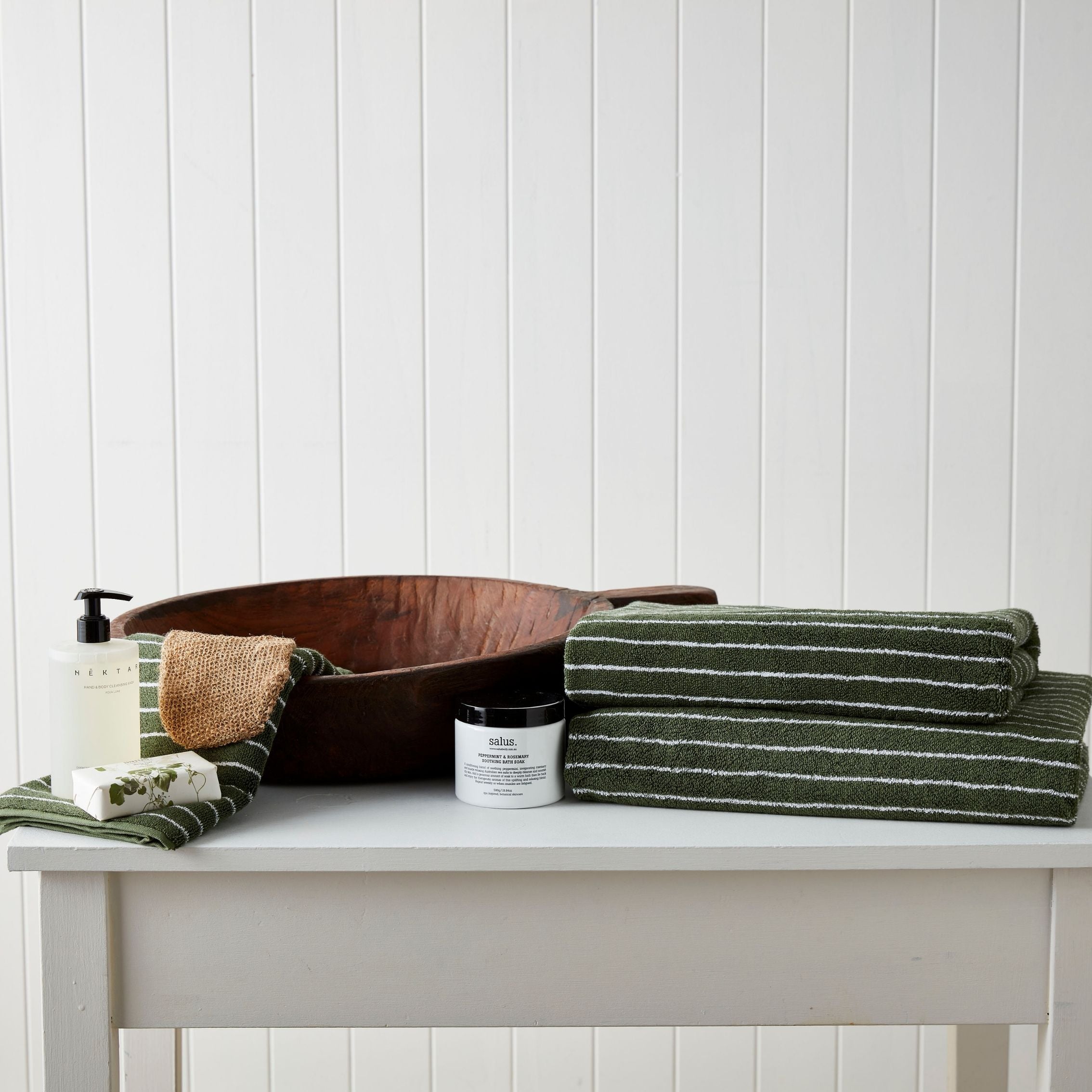Urban Oasis Hudson Stripe Bath Sheet Thyme - Gro Urban Oasis