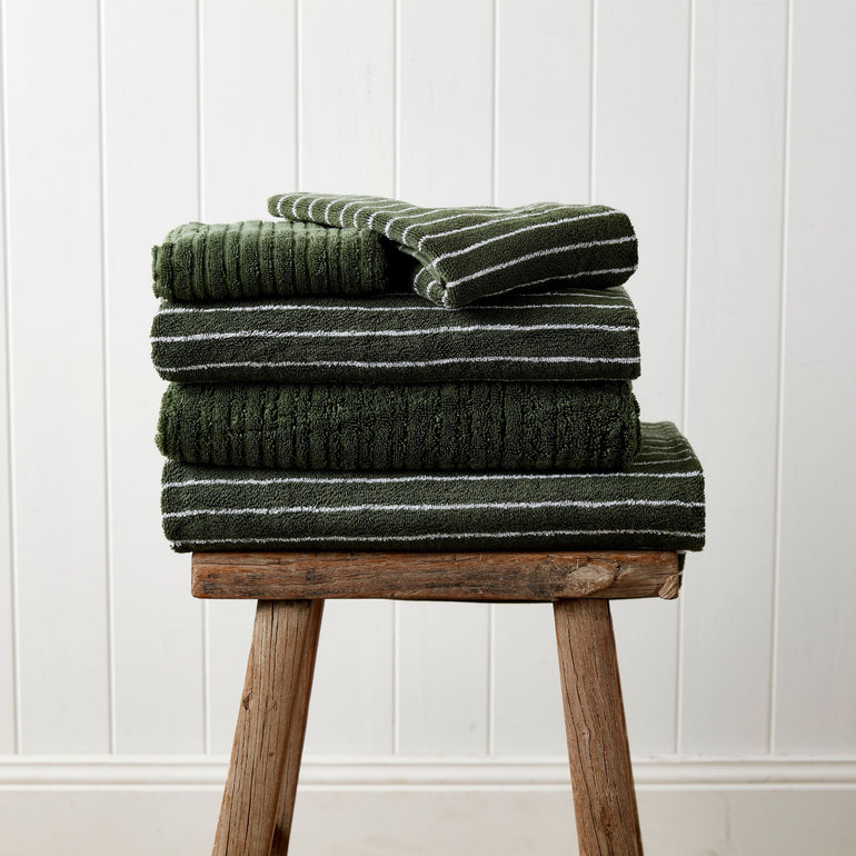 Urban Oasis Hudson Stripe Bath Sheet Thyme - Gro Urban Oasis