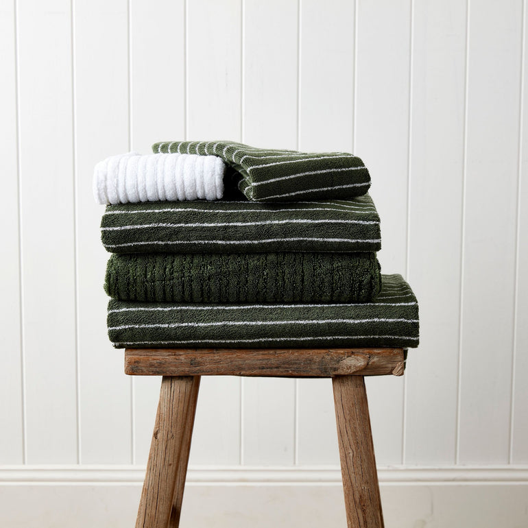 Urban Oasis Hudson Stripe Bath Sheet Thyme - Gro Urban Oasis