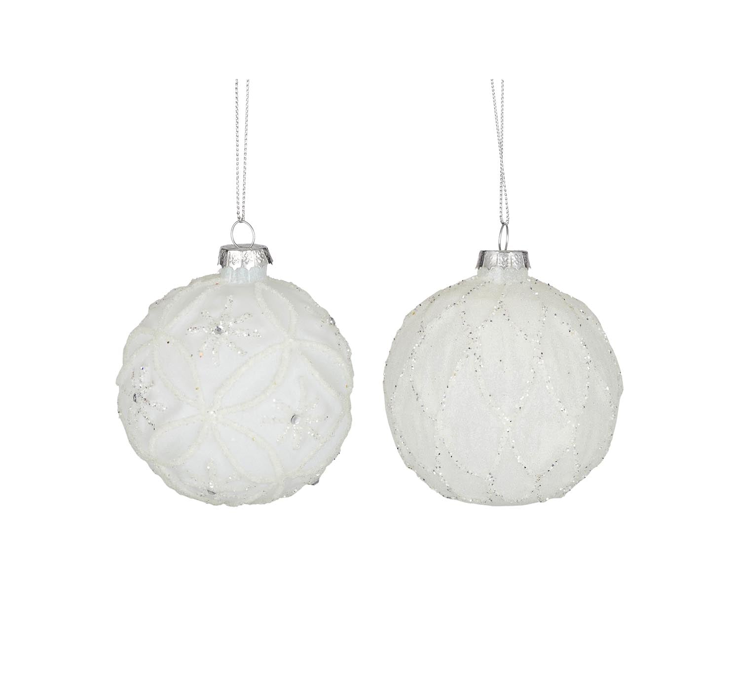 Sparkle Glass Bauble White/Silver Assorted - Gro Urban Oasis