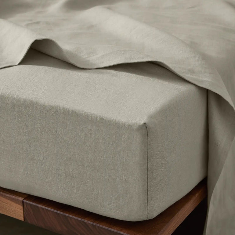 Ravello Linen Fitted Sheet King Bed Bone - Gro Urban Oasis