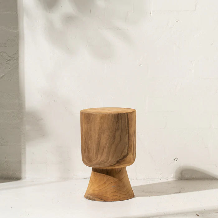 Ama Teak Stool Raw Finish - Gro Urban Oasis
