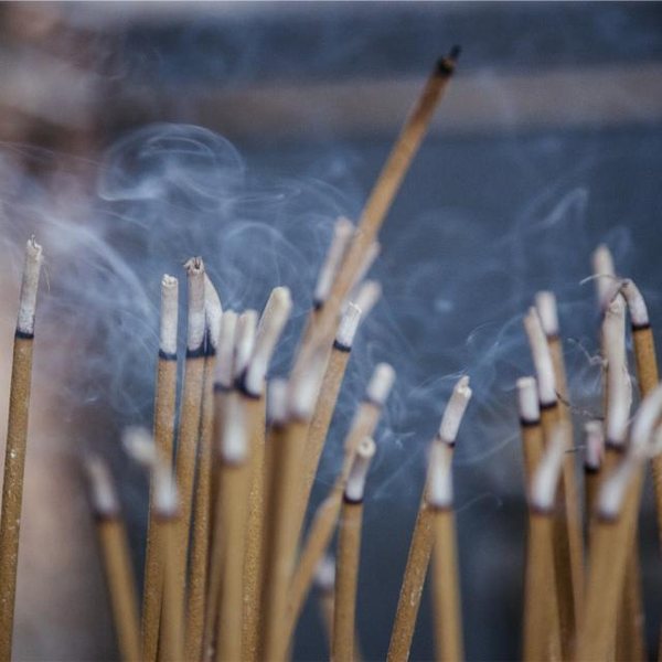 Smoke curling from incense