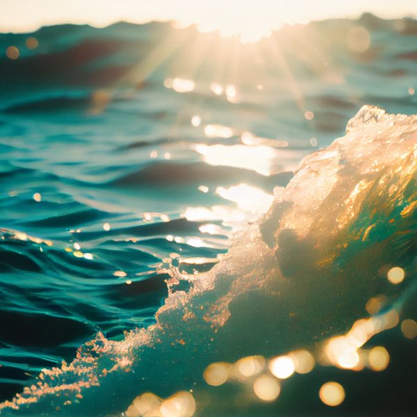 Sunlit ocean wave