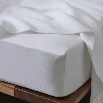 Ravello Linen Fitted Sheet Queen Bed White - Gro Urban Oasis