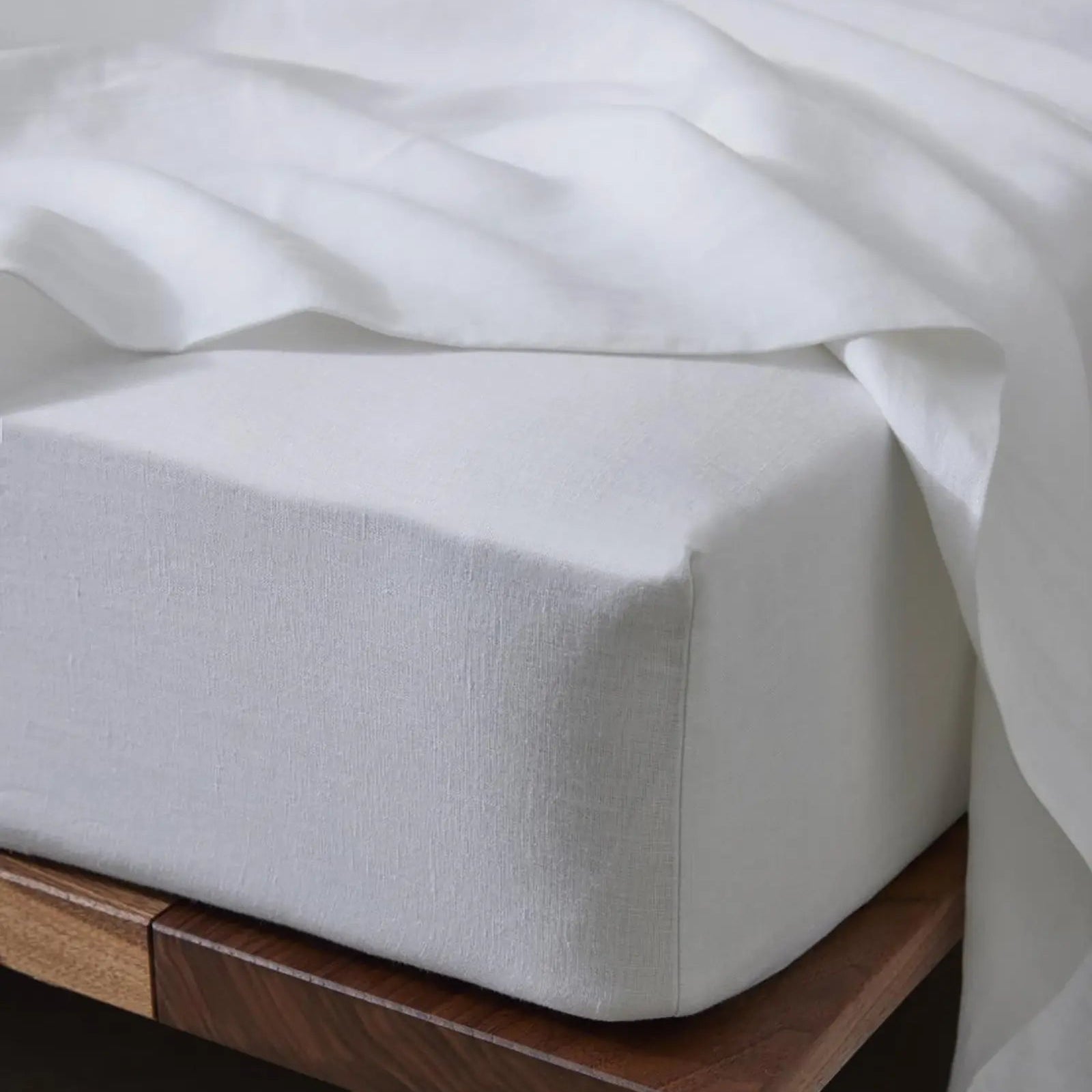 Ravello Linen Fitted Sheet King Bed White - Gro Urban Oasis