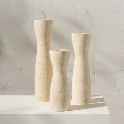 Inartisan Eijaz Travertine Candle Holder - Large - Gro Urban Oasis