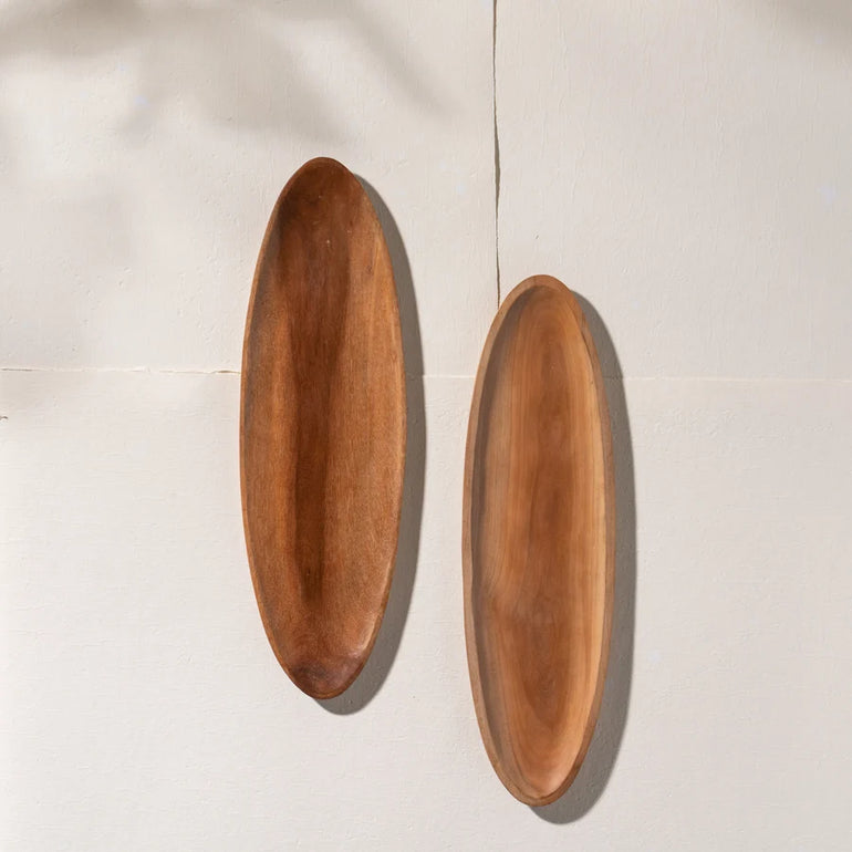 Inartisan Hand Carved Oval Serving Sapodilla Plate — carved serving plate for dining tables