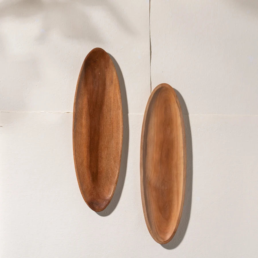 Inartisan Hand Carved Oval Serving Sapodilla Plate — carved serving plate for dining tables