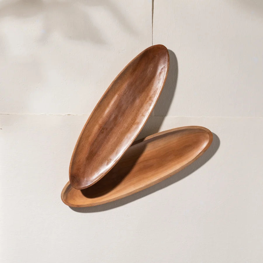Inartisan Hand Carved Oval Serving Sapodilla Plate — carved serving plate for table settings